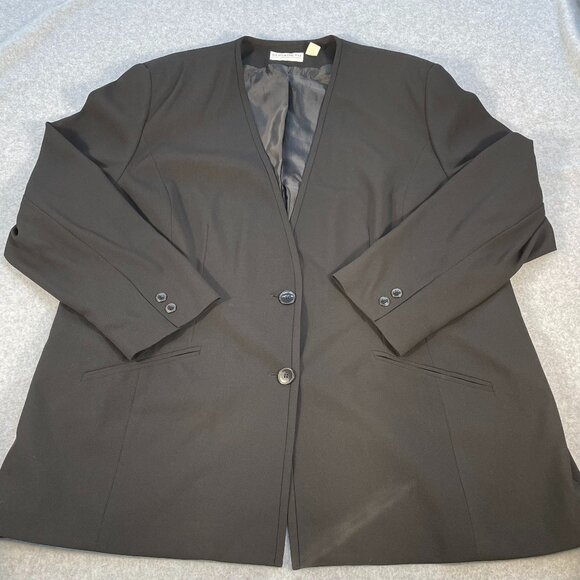 Elisabeth Liz Claiborne Women's Blazer 22 Black Jacket Lightweight Workwear  VTG - Picture 1 of 13